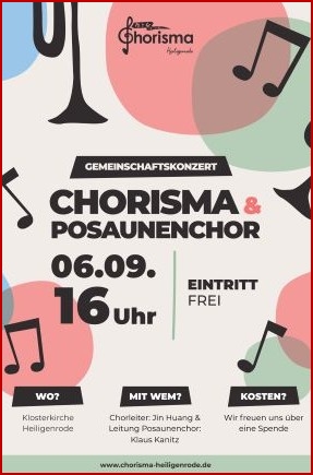 Chorisma und Posaunenchor - Konzert am 06.09.2025