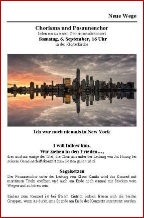 Chorisma und Posaunenchor - Konzert am 06.09.2025